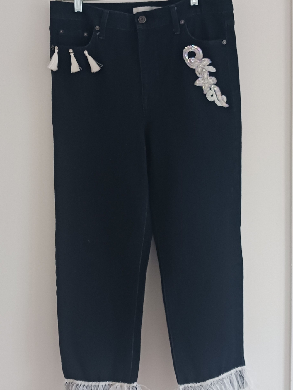 Embellished Black Jeans, Women's Medium Ella Moss